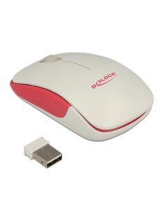   DeLock Optical 3-button mini mouse 2.4 GHz wireless White/Red