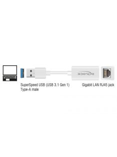   DeLock SuperSpeed USB3.2 Type-A male > Gigabit LAN 10/100/1000 Mbps compact Adapter White