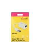 DeLock SuperSpeed USB3.2 Type-A male > Gigabit LAN 10/100/1000 Mbps compact Adapter White