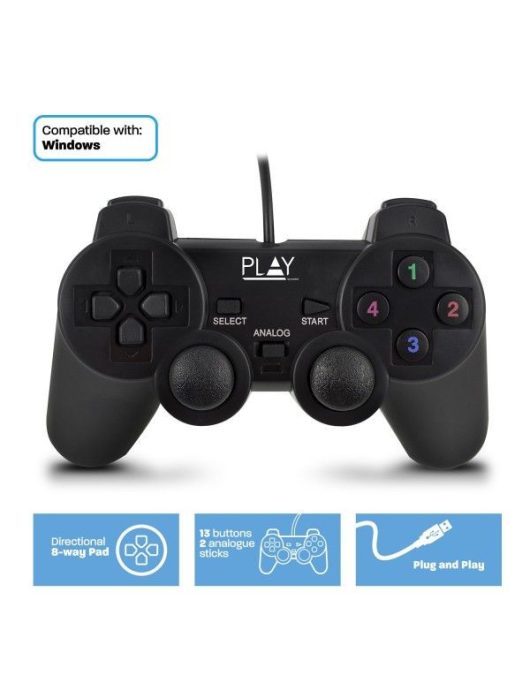 Ewent PL3330 Play USB Gamepad Black