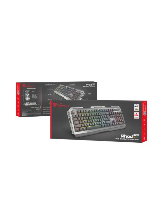 Natec Genesis Rhod 420 RGB Billentyűzet Black US