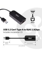 Club3D USB 3.2 Gen1 Type A to RJ 45 2.5 Gbps Adapter