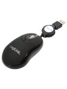 Logilink ID0016 mouse optical USB mini with retractable cable Black