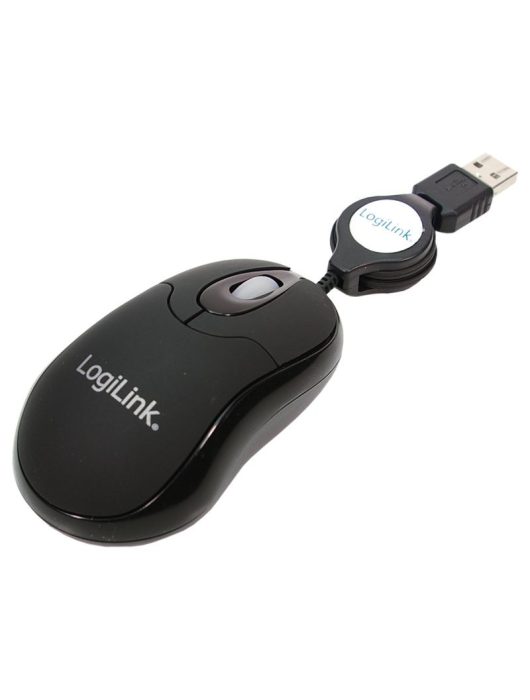 Logilink ID0016 mouse optical USB mini with retractable cable Black