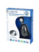 Logilink ID0016 mouse optical USB mini with retractable cable Black
