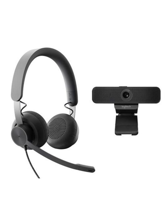Logitech C925e Webkamera Black + UC-Kompatibilis Zone Wired Headset Black