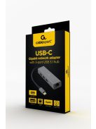 Gembird USB-C Gigabit network adapter with 3-port USB 3.1 hub Grey