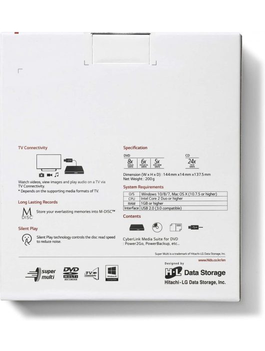 LG GP60NS60 Slim DVD-Writer Silver BOX