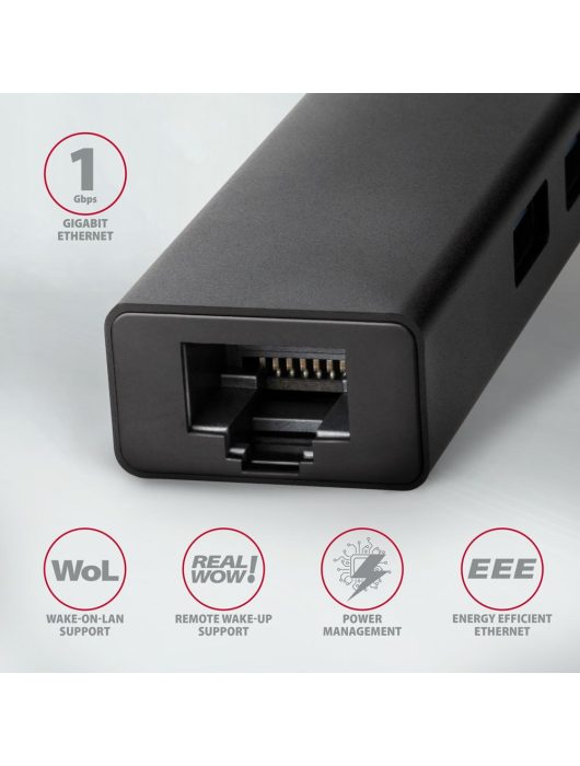 AXAGON HMC-GL3A SuperSpeed USB-C hub + Gigabit LAN Black