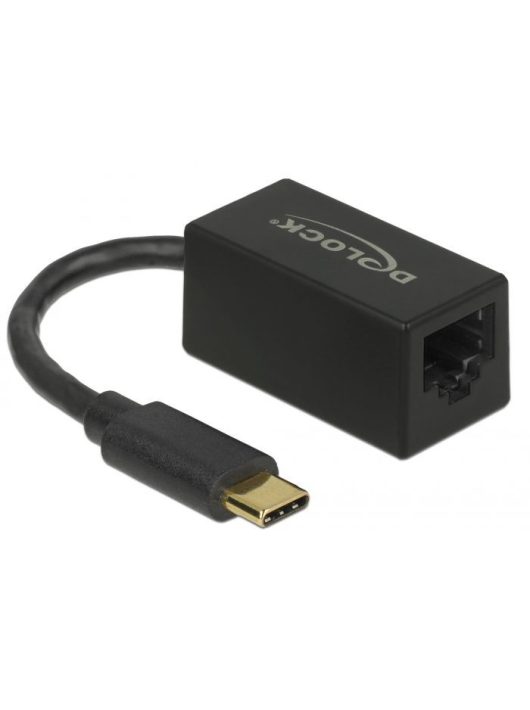 DeLock SuperSpeed USB (USB 3.2 Gen 1) with USB Type-C male > Gigabit LAN 10/100/1000 Mbps compact Adatper Black