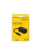 DeLock SuperSpeed USB (USB 3.2 Gen 1) with USB Type-C male > Gigabit LAN 10/100/1000 Mbps compact Adatper Black