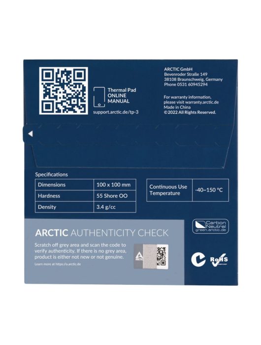 Arctic TP-3 100x100x1mm Hővezető lap (1lap/csomag)