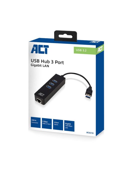 ACT AC6310 USB Hub 3.2 with 3 USB-A ports and ethernet