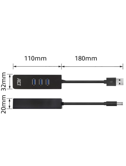 ACT AC6310 USB Hub 3.2 with 3 USB-A ports and ethernet