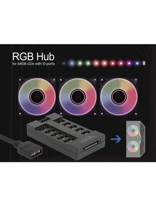 DeLock RGB Hub for ARGB LEDs with 10 ports