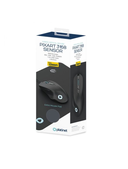 Platinet PMOM010B Mouse+Mousepad Set Black