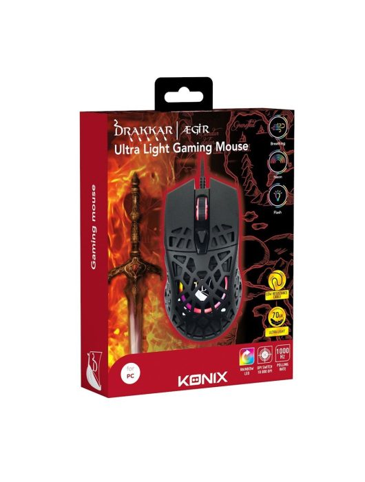 KONIX Drakkar Aegir Ultra Light Gaming Mouse Black