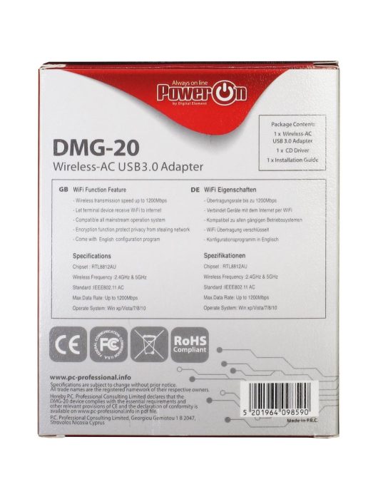 PowerON DMG-20 Wi-Fi 5 USB Adapter
