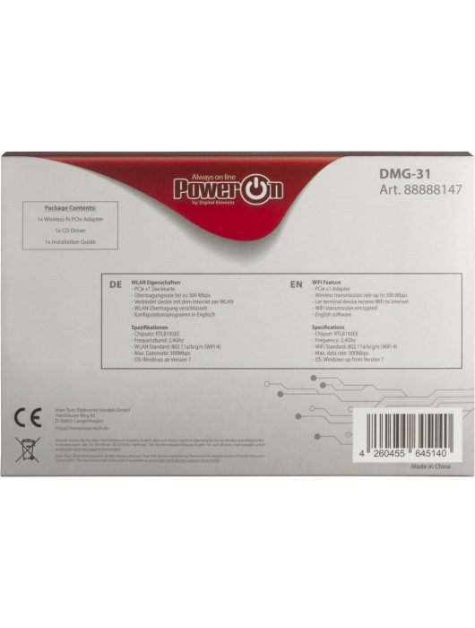 PowerON DMG-31 Wi-Fi 4 PCIe Adapter