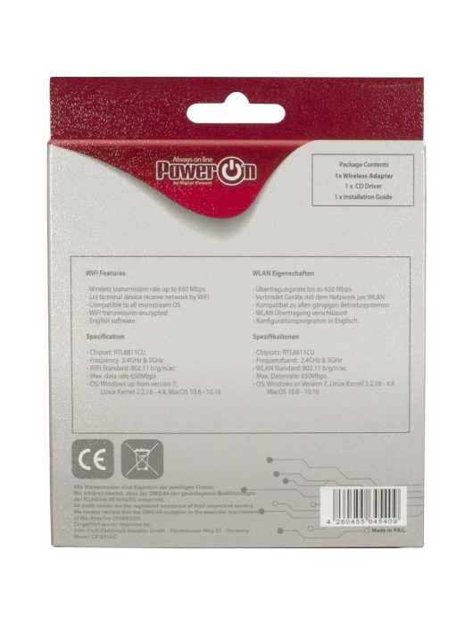 PowerON DMG-04 Wi-Fi 5 USB Nano Adapter