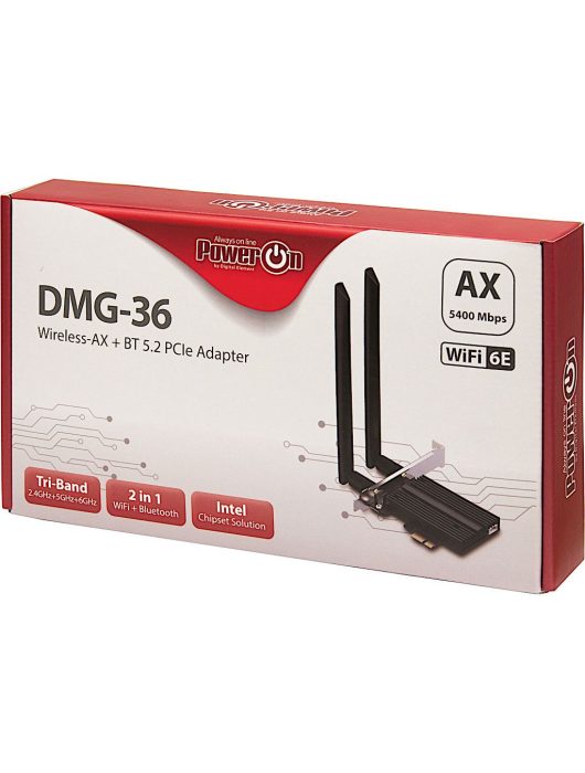 PowerON DMG-36 Wi-Fi 6 + BT5.2 PCIe Adapter