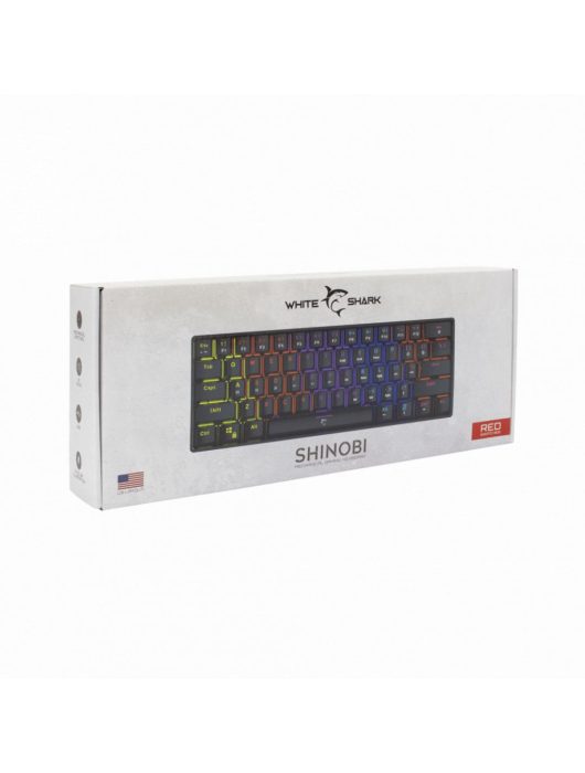 White Shark GK-2022B Shinobi Red Switches Mechanical 60% Gaming Keyboard Black US
