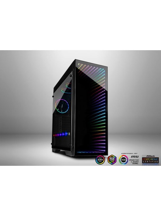 Inter-Tech X-908 Infini2 RGB Tempered Glass Black