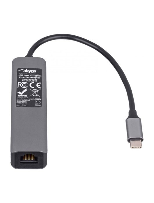 Akyga AK-AD-66 HUB USB Type-C to 3x USB 3.0 Network Card 10/100/1000 15cm