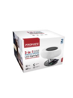   Promate  HomeCloud 3-in-1 Cloud Design Wireless Speaker with LED Nightlight and Wireless Charger Black/White