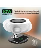 Promate  HomeCloud 3-in-1 Cloud Design Wireless Speaker with LED Nightlight and Wireless Charger Black/White