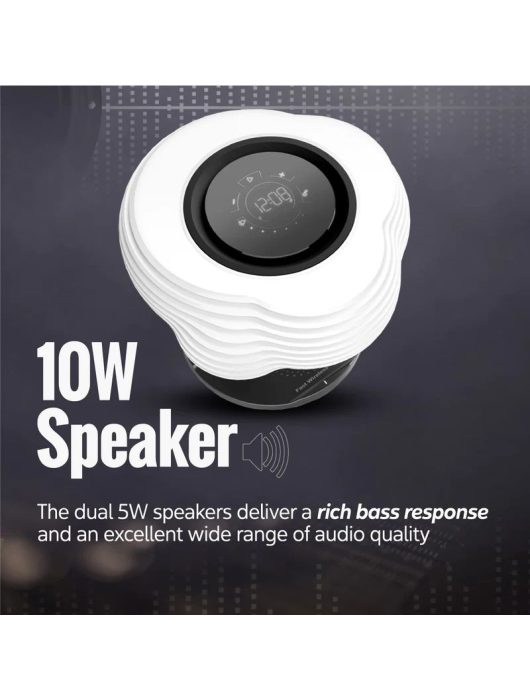 Promate  HomeCloud 3-in-1 Cloud Design Wireless Speaker with LED Nightlight and Wireless Charger Black/White