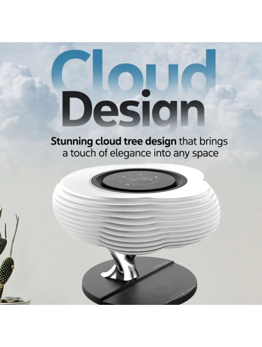 Promate  HomeCloud 3-in-1 Cloud Design Wireless Speaker with LED Nightlight and Wireless Charger Black/White