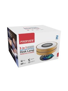   Promate  Mirth 3-in-1 Contemporary Designed Wireless Speaker with Desk Lamp and Wireless Charger Wood