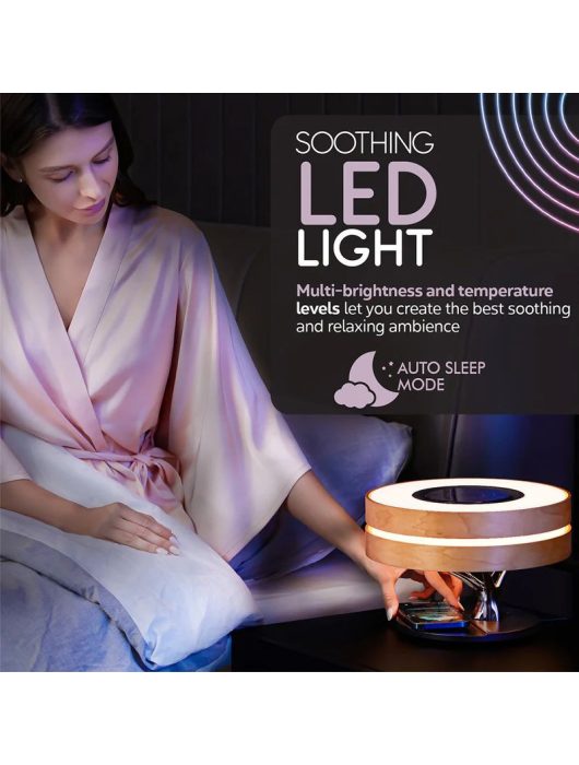 Promate  Mirth 3-in-1 Contemporary Designed Wireless Speaker with Desk Lamp and Wireless Charger Wood