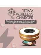Promate  Mirth 3-in-1 Contemporary Designed Wireless Speaker with Desk Lamp and Wireless Charger Wood