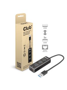   Club3D USB 3.2 Gen1 Type-A 3 Ports Hub with Gigabit Ethernet Black