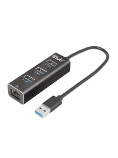  Club3D USB 3.2 Gen1 Type-A 3 Ports Hub with Gigabit Ethernet Black