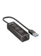 Club3D USB 3.2 Gen1 Type-A 3 Ports Hub with Gigabit Ethernet Black