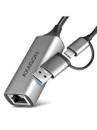 AXAGON ADE-TXCA USB-C + USB-A Gigabit Ethernet Adapter Grey