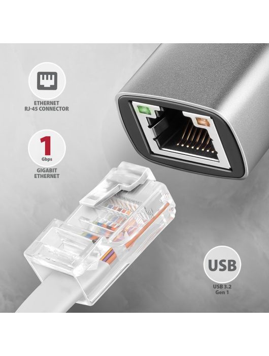 AXAGON ADE-TXCA USB-C + USB-A Gigabit Ethernet Adapter Grey