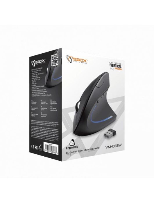 SBOX VM-065W Wireless vertical mouse Black