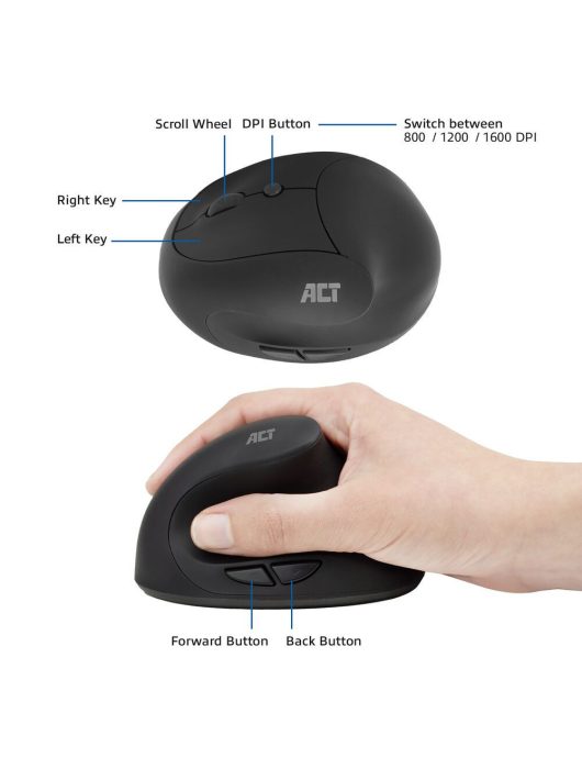ACT AC5101 Wireless Ergonomic Mouse Black