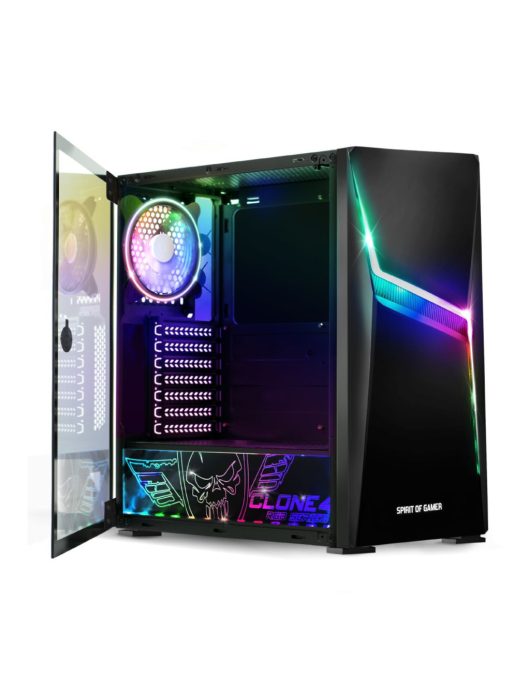 Spirit Of Gamer Clone 4 RGB Tempered Glass Black