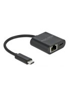DeLock USB Type-C Adapter to Gigabit LAN 10/100/1000 Mbps with Power Delivery port Black