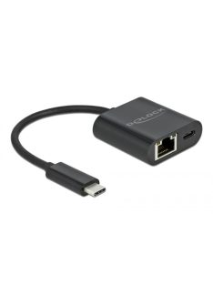   DeLock USB Type-C Adapter to Gigabit LAN 10/100/1000 Mbps with Power Delivery port Black
