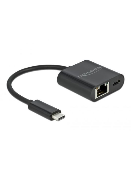DeLock USB Type-C Adapter to Gigabit LAN 10/100/1000 Mbps with Power Delivery port Black