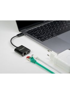   DeLock USB Type-C Adapter to Gigabit LAN 10/100/1000 Mbps with Power Delivery port Black