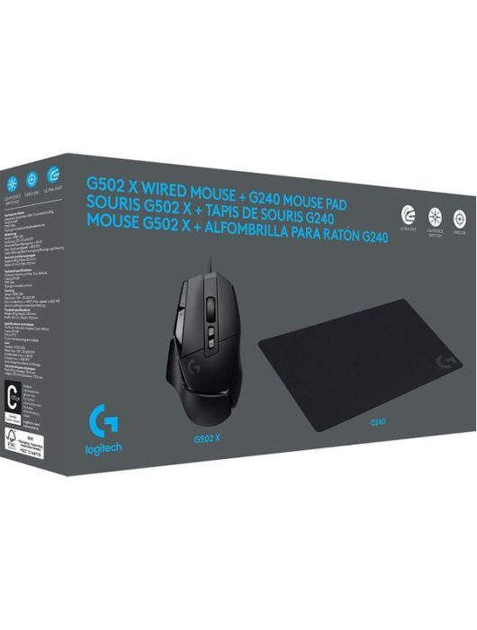 Logitech G502 X Gaming Mouse + G240 Mousepad Set Black