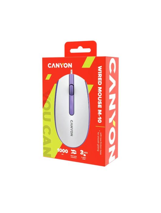 Canyon CNE-CMS10WL wired mouse White Lavender