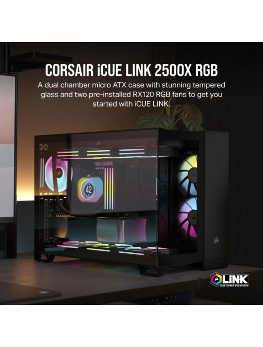 Corsair iCUE LINK 2500X RGB Micro ATX Dual Chamber Tempered Glass Black